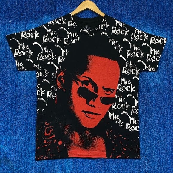 The Rock The Brahma Bull Peoples Eyebrow All Over WWE Tee L
